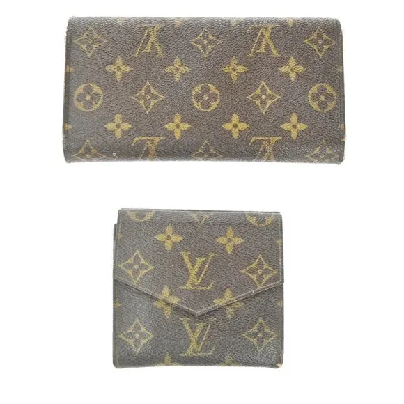 LOUIS VUITTON LV Logo 2 Set Bifold Wallet Monogram Leather Brown 01KP392 - Picture 2 of 9